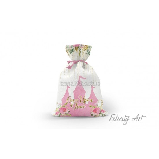 Μπομπονιέρα Βάπτισης Υφασμάτινο Πουγκί με Θέμα "Πριγκίπισσα"