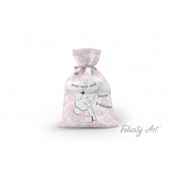 Μπομπονιέρα Βάπτισης Υφασμάτινο Πουγκί με Θέμα " Ελεφαντάκι"