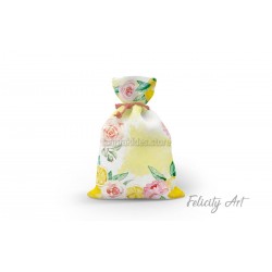 Μπομπονιέρα Βάπτισης Υφασμάτινο Πουγκί με Θέμα " Sweet Lemon"