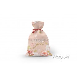 Μπομπονιέρα Βάπτισης Υφασμάτινο Πουγκί με Θέμα "Πεταλούδες"