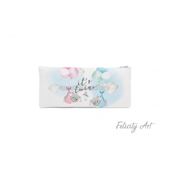 Μπομπονιέρα Βάπτισης για Δίδυμα Υφασμάτινη Κασετίνα 