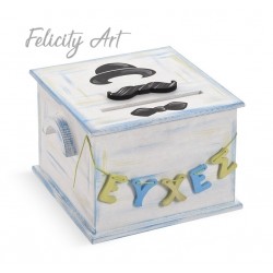 Ξύλινο Κουτί Ευχών  Βάπτισης με Θέμα Μικρός Κύριος ΖΚΕ311