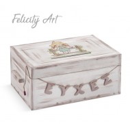 Ξύλινο Κουτί Ευχών  Βάπτισης με Θέμα Sarah Kay ΖΚΕ306