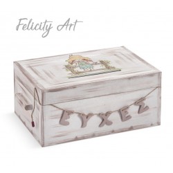 Ξύλινο Κουτί Ευχών  Βάπτισης με Θέμα Sarah Kay ΖΚΕ306