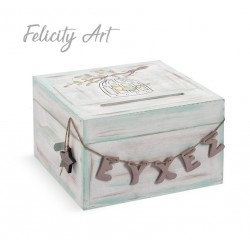 Ξύλινο Κουτί Ευχών  Βάπτισης με πουλάκια ΖΚΕ330