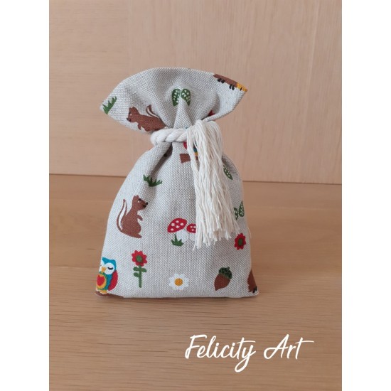 Μπομπονιέρα Βάπτισης  Πουγκί Ζώα του Δάσους  