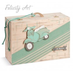 Ξύλινο Κουτί Βαπτιστικών με Θέμα Βέσπα