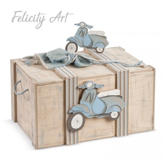 Ξύλινο Κουτί Βαπτιστικών με Θέμα Βέσπα
