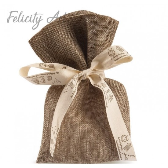 Μπομπονιέρα Βάπτισης  Λινό Πουγκί