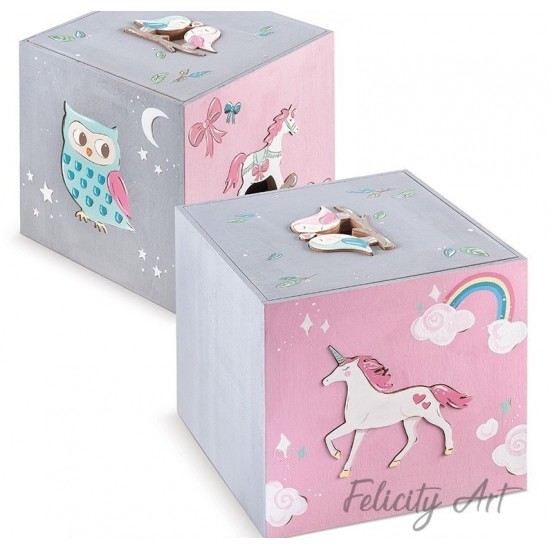 Κουτί Βαπτιστικών Ξύλινος Κύβος Παιχνιδόκουτο  