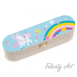 Μπομπονιέρα Βάπτισης Ξύλινη Κασετίνα με Θέμα Μονόκερος