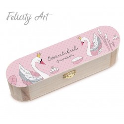 Μπομπονιέρα Βάπτισης Ξύλινη Κασετίνα με Θέμα Κύκνος