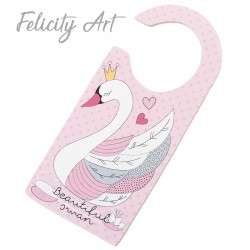 Μπομπονιέρα Βάπτισης Ξύλινο Διακοσμητικό Πόρτας με Θέμα Κύκνος