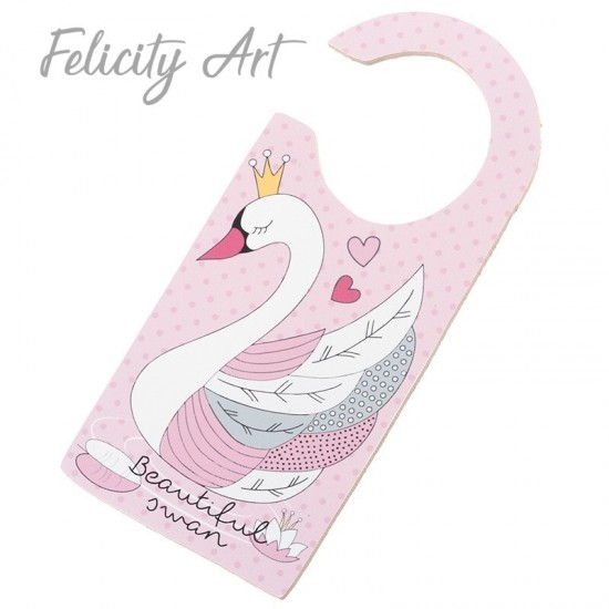 Μπομπονιέρα Βάπτισης Ξύλινο Διακοσμητικό Πόρτας με Θέμα Κύκνος