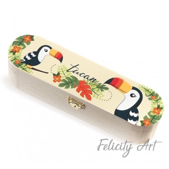 Μπομπονιέρα Βάπτισης Ξύλινη Κασετίνα με Θέμα Toucan
