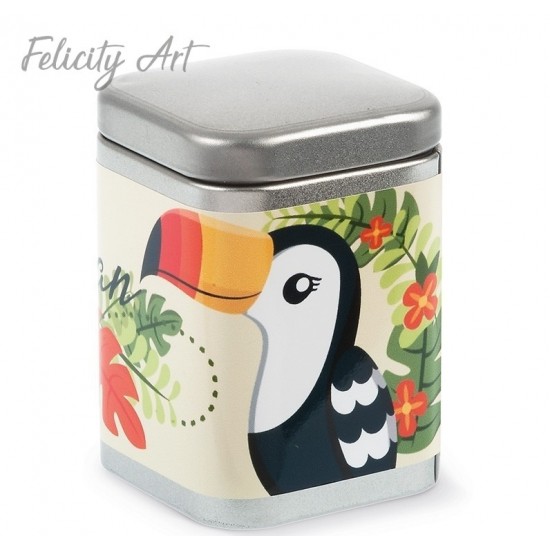 Μπομπονιέρα Βάπτισης Μεταλλικό Κουτί με  Θέμα Toucan 