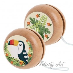 Μπομπονιέρα Βάπτισης Ξύλινο Γιο-Γιο με Θέμα Toucan
