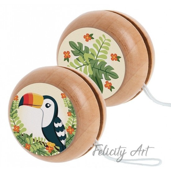 Μπομπονιέρα Βάπτισης Ξύλινο Γιο-Γιο με Θέμα Toucan