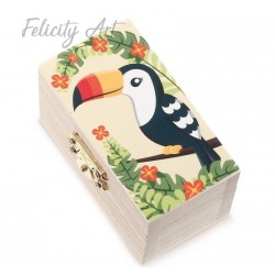 Μπομπονιέρα Βάπτισης Ξύλινο Σεντούκι με Θέμα Toucan