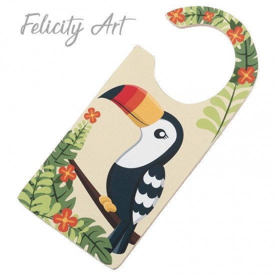 Μπομπονιέρα Βάπτισης Ξύλινο Διακοσμητικό Πόρτας  με  Θέμα Toucan 