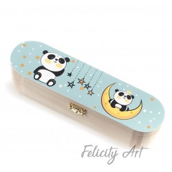 Μπομπονιέρα Βάπτισης Ξύλινη Κασετίνα με Θέμα Panda