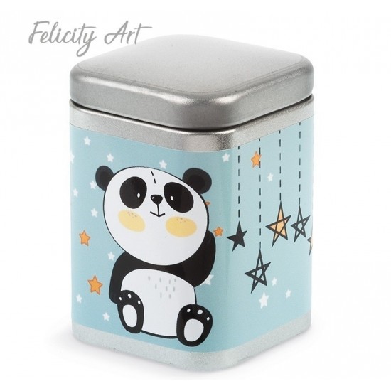 Μπομπονιέρα Βάπτισης Μεταλλικό Κουτί με  Θέμα Panda