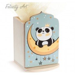 Μπομπονιέρα Βάπτισης Ξύλινη Μολυβοθήκη με Θέμα Panda