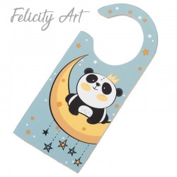 Μπομπονιέρα Βάπτισης Ξύλινο Διακοσμητικό Πόρτας  με Θέμα Panda