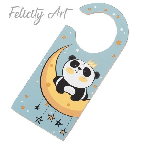 Μπομπονιέρα Βάπτισης Ξύλινο Διακοσμητικό Πόρτας  με Θέμα Panda