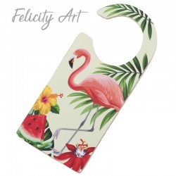 Μπομπονιέρα Βάπτισης Ξύλινο Διακοσμητικό Πόρτας με Θέμα Φλαμίνγκο