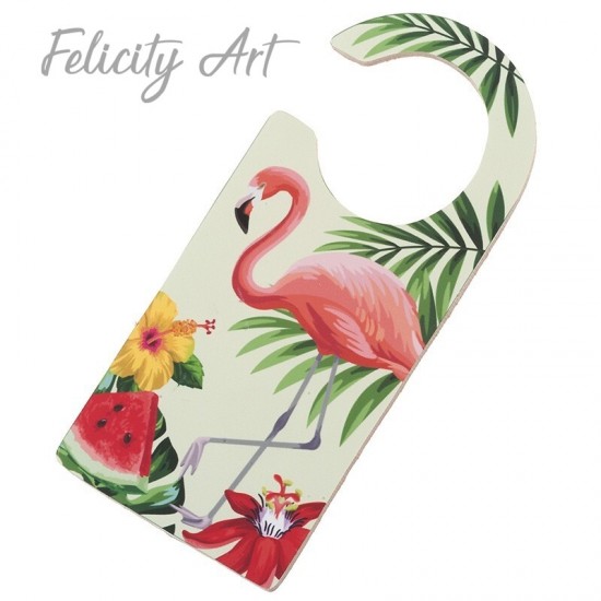 Μπομπονιέρα Βάπτισης Ξύλινο Διακοσμητικό Πόρτας με Θέμα Φλαμίνγκο