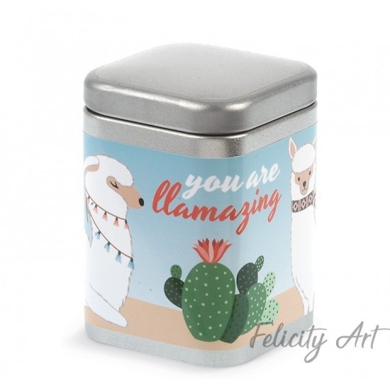 Μπομπονιέρα Βάπτισης Μεταλλικό Κουτί με  Θέμα Λάμα