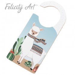 Μπομπονιέρα Βάπτισης Ξύλινο Διακοσμητικό Πόρτας  με  Θέμα Λάμα