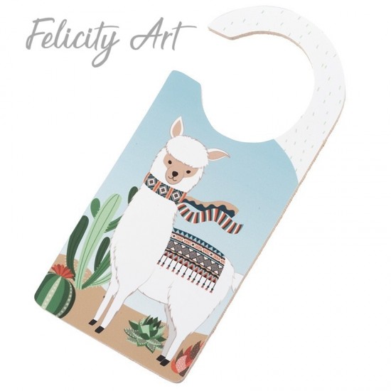 Μπομπονιέρα Βάπτισης Ξύλινο Διακοσμητικό Πόρτας  με  Θέμα Λάμα