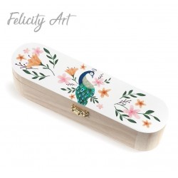 Μπομπονιέρα Βάπτισης Ξύλινη Κασετίνα με Θέμα Παγώνι