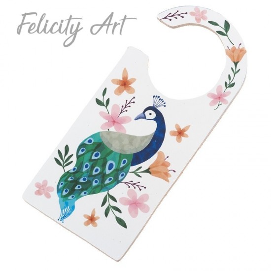 Μπομπονιέρα Βάπτισης Ξύλινο Διακοσμητικό Πόρτας με Θέμα Παγώνι