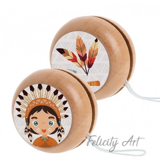 Μπομπονιέρα Βάπτισης Ξύλινο Γιο-Γιο Θέμα Ινδιάνος