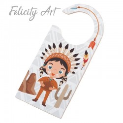 Μπομπονιέρα Βάπτισης Ξύλινο Διακοσμητικό Πόρτας  με  Θέμα Ινδιάνος