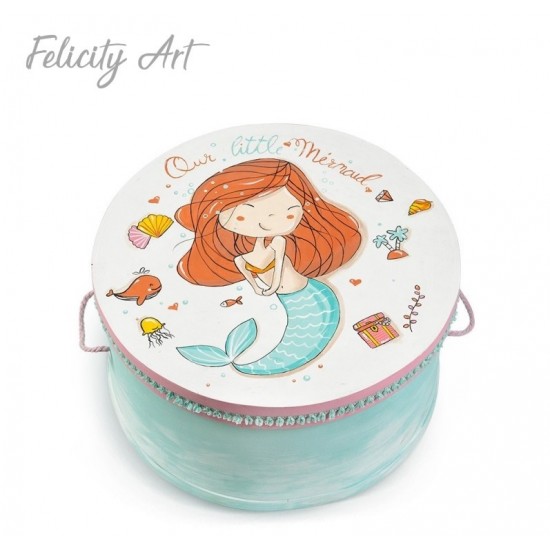 Ξύλινο Κουτί Βαπτιστικών με Θέμα Γοργόνα