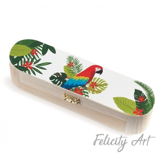 Μπομπονιέρα Βάπτισης Ξύλινη Κασετίνα με Θέμα Παπαγάλος