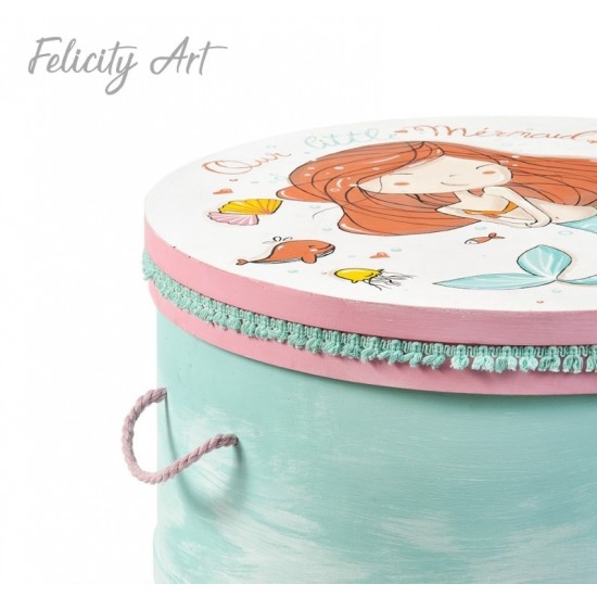 Ξύλινο Κουτί Βαπτιστικών με Θέμα Γοργόνα