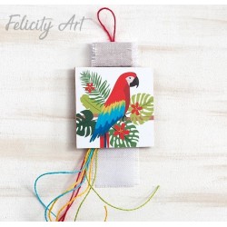 Μπομπονιέρα Βάπτισης Ξύλινο Διακοσμητικό Κρεμαστό Καδράκι με Θέμα Παπαγάλος