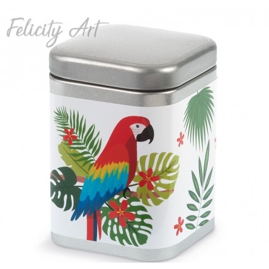 Μπομπονιέρα Βάπτισης Μεταλλικό Κουτί με  Θέμα Παπαγάλος