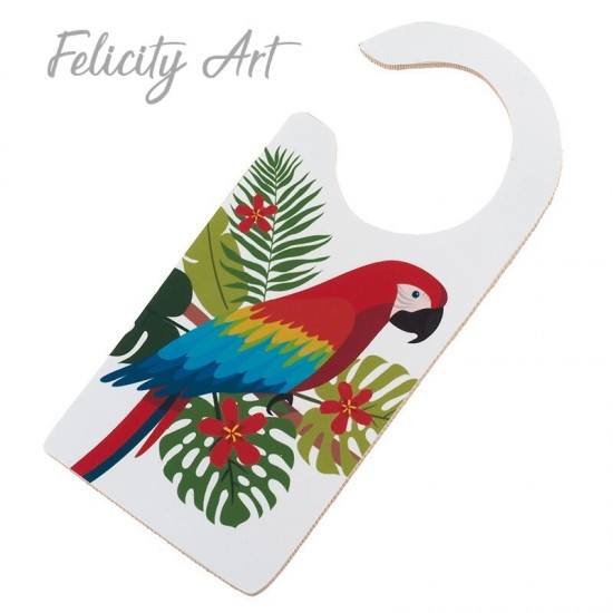 Μπομπονιέρα Βάπτισης Ξύλινο Διακοσμητικό Πόρτας  με Θέμα Παπαγάλος