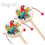 Μπομπονιέρα Βάπτισης Ξύλινο Τυμπανάκι με Θέμα Παπαγάλος Μπομπονιέρα Βάπτισης Ξύλινο Τυμπανάκι με Θέμα Παπαγάλος