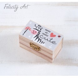 Μπομπονιέρα Βάπτισης Ξύλινο Σεντούκι με Θέμα Ζέβρα