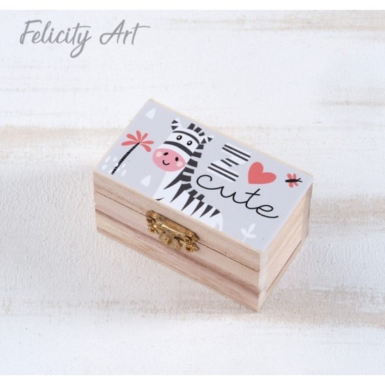 Μπομπονιέρα Βάπτισης Ξύλινο Σεντούκι με Θέμα Ζέβρα