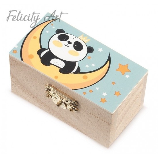 Μπομπονιέρα Βάπτισης Ξύλινο Σεντούκι με Θέμα Panda