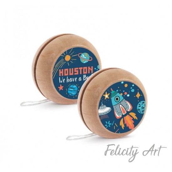 Μπομπονιέρα Βάπτισης Ξύλινο Γιο-Γιο Θέμα Διάστημα