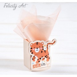 Μπομπονιέρα Βάπτισης Ξύλινη Μολυβοθήκη με Θέμα Τίγρης